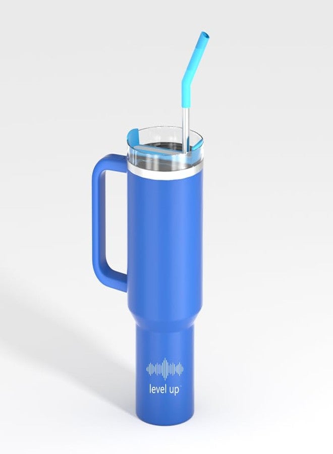 ليفل أب كوب معزول حراري سعة ١٢٠٠ مل/٤٠ أونصة | جدار مزدوج | ستانلس ستيل | محكم الإغلاق بتفريغ الهواء | مانع للتسرب | مزود بماصة | للمشروبات الباردة والساخنة (كوب أزرق سكاي لاين) - Image 2